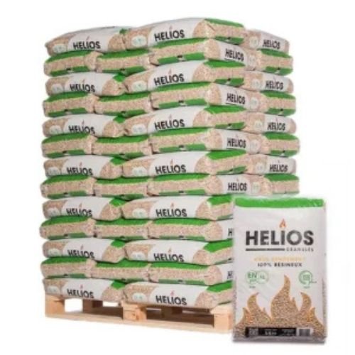 Pellets HELIOS Alto Rendimiento – ENplus A1 / DIN Plus – Palet 65 sacos (975 kg)