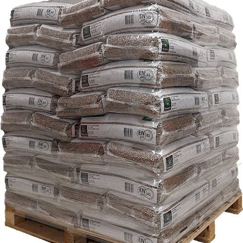 Pellets de madera dura (roble y haya) – ENplus A1 – Palet 70 sacos (1.050 kg)