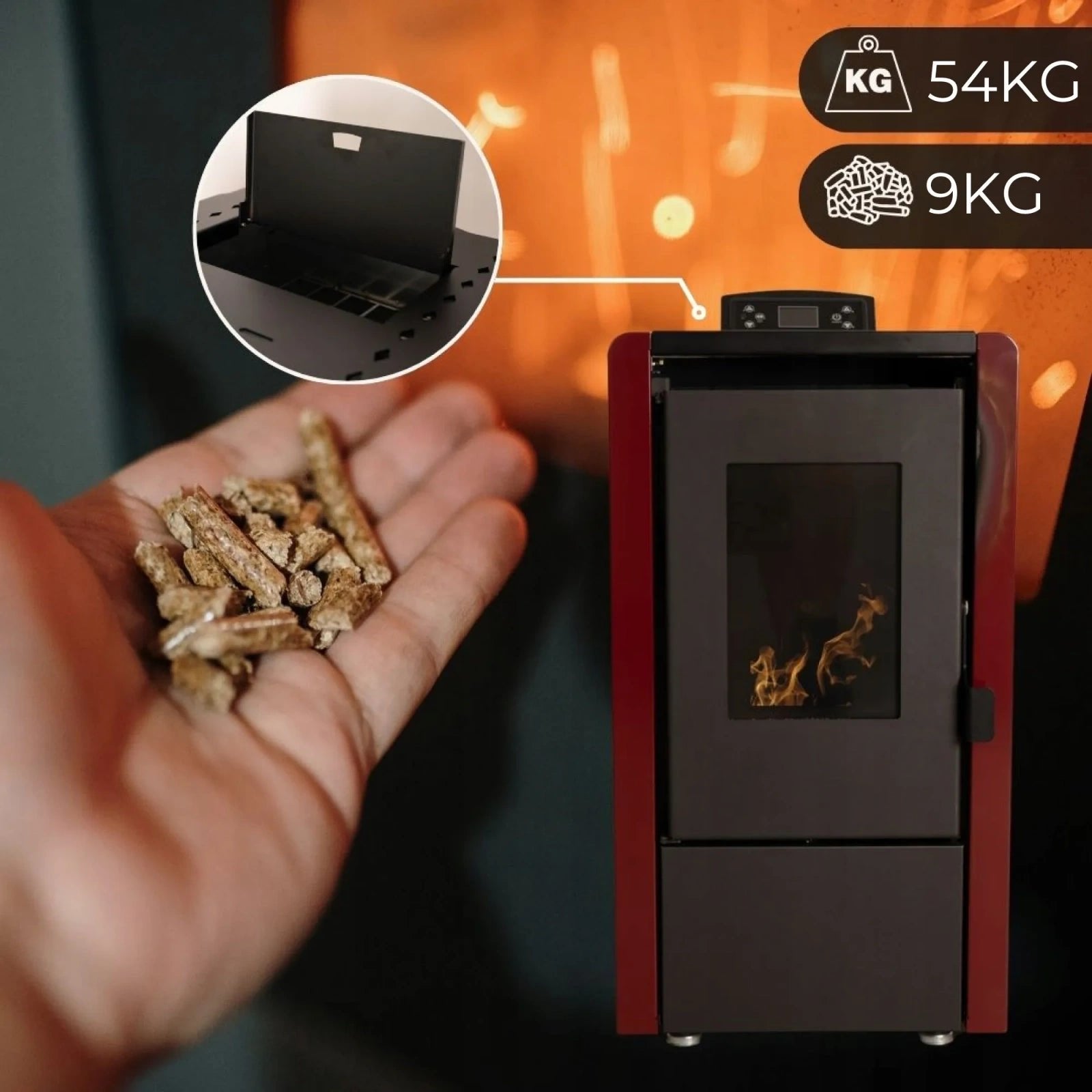 Estufa de pellets LEYLA RED 6,3 kW