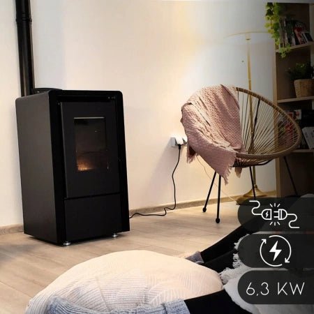 Estufa de pellets LEYLA BLACK 6,3 kW