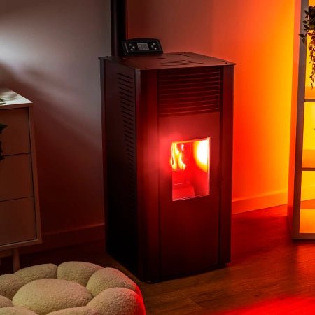 Estufa de pellets VAYNE BLACK 12 kW con camisa de agua